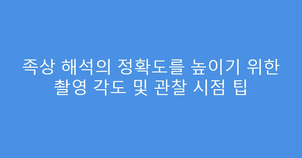 족상 해석의 정확도를 높이기 위한 촬영 각도 및 관찰 시점 팁