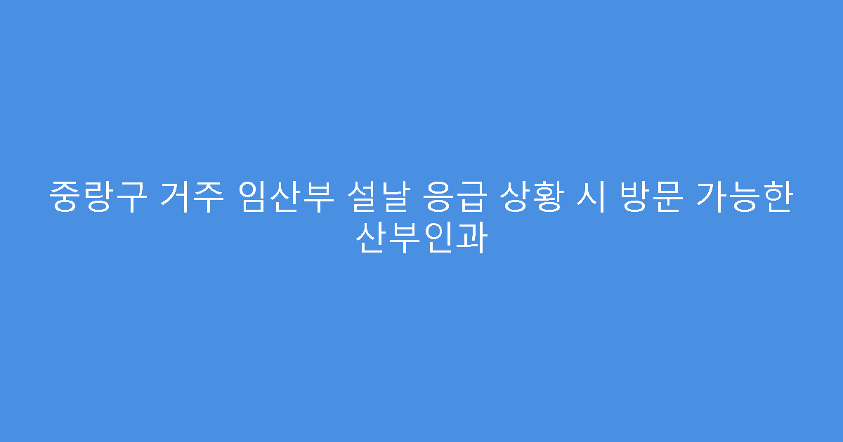 중랑구 거주 임산부 설날 응급 상황 시 방문 가능한 산부인과