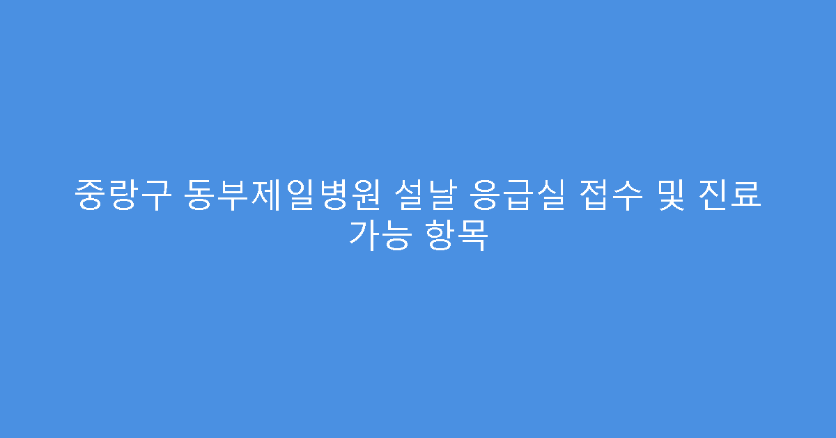중랑구 동부제일병원 설날 응급실 접수 및 진료 가능 항목