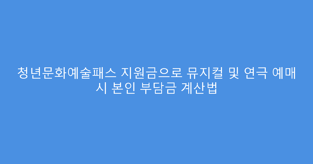청년문화예술패스 지원금으로 뮤지컬 및 연극 예매 시 본인 부담금 계산법