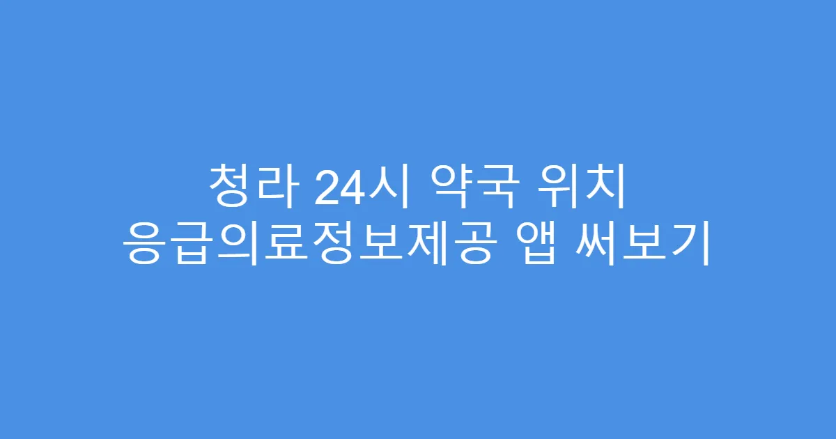 청라 24시 약국 위치 응급의료정보제공 앱 써보기