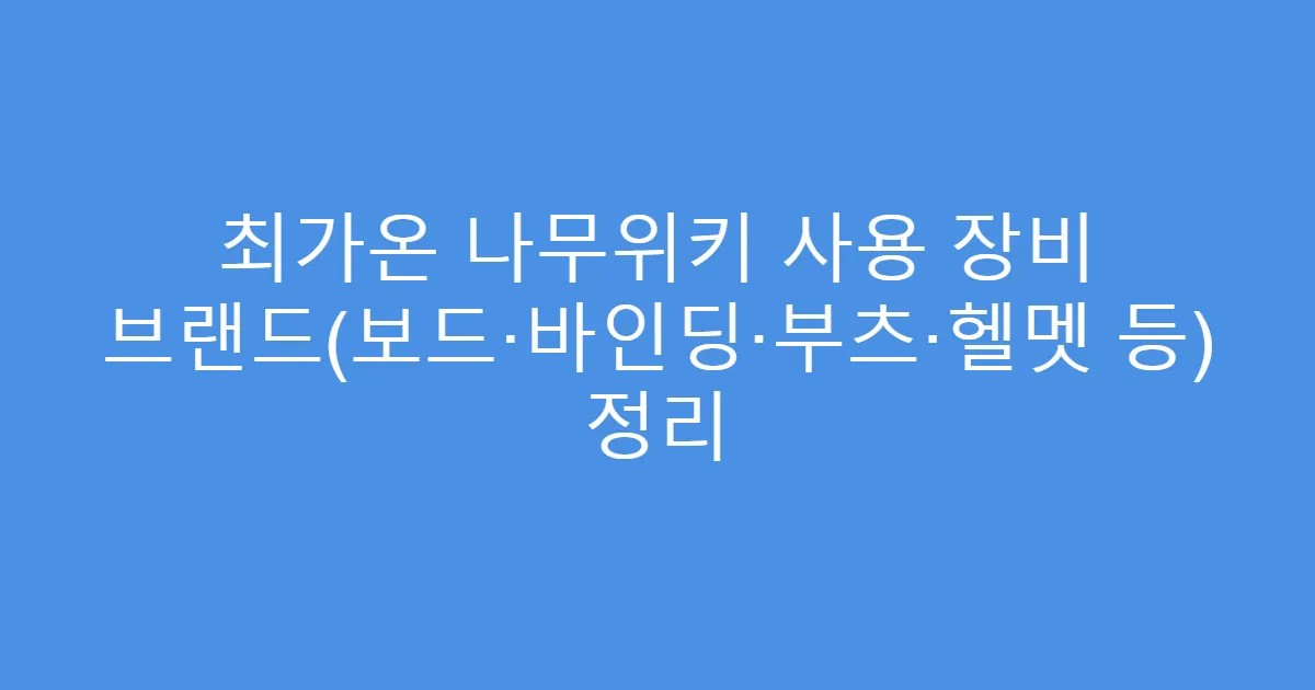 최가온 나무위키 사용 장비 브랜드(보드·바인딩·부츠·헬멧 등) 정리