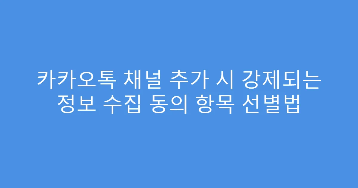 카카오톡 채널 추가 시 강제되는 정보 수집 동의 항목 선별법