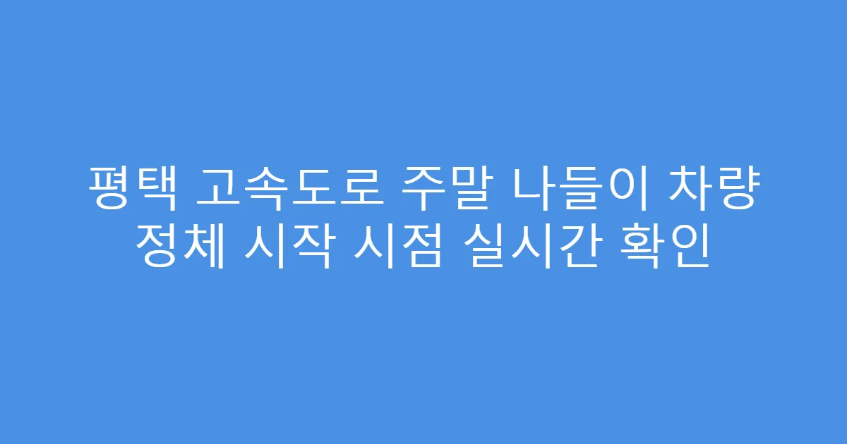 평택 고속도로 주말 나들이 차량 정체 시작 시점 실시간 확인