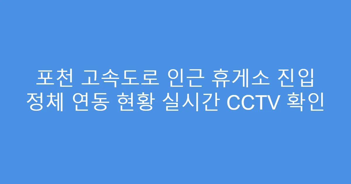 포천 고속도로 인근 휴게소 진입 정체 연동 현황 실시간 CCTV 확인