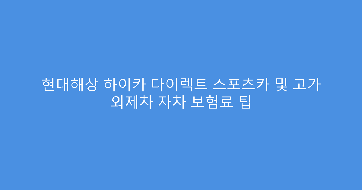 현대해상 하이카 다이렉트 스포츠카 및 고가 외제차 자차 보험료 팁