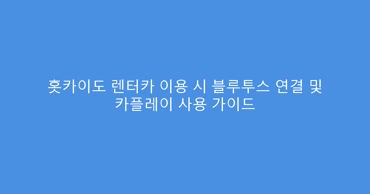 홋카이도 렌터카 이용 시 블루투스 연결 및 카플레이 사용 가이드