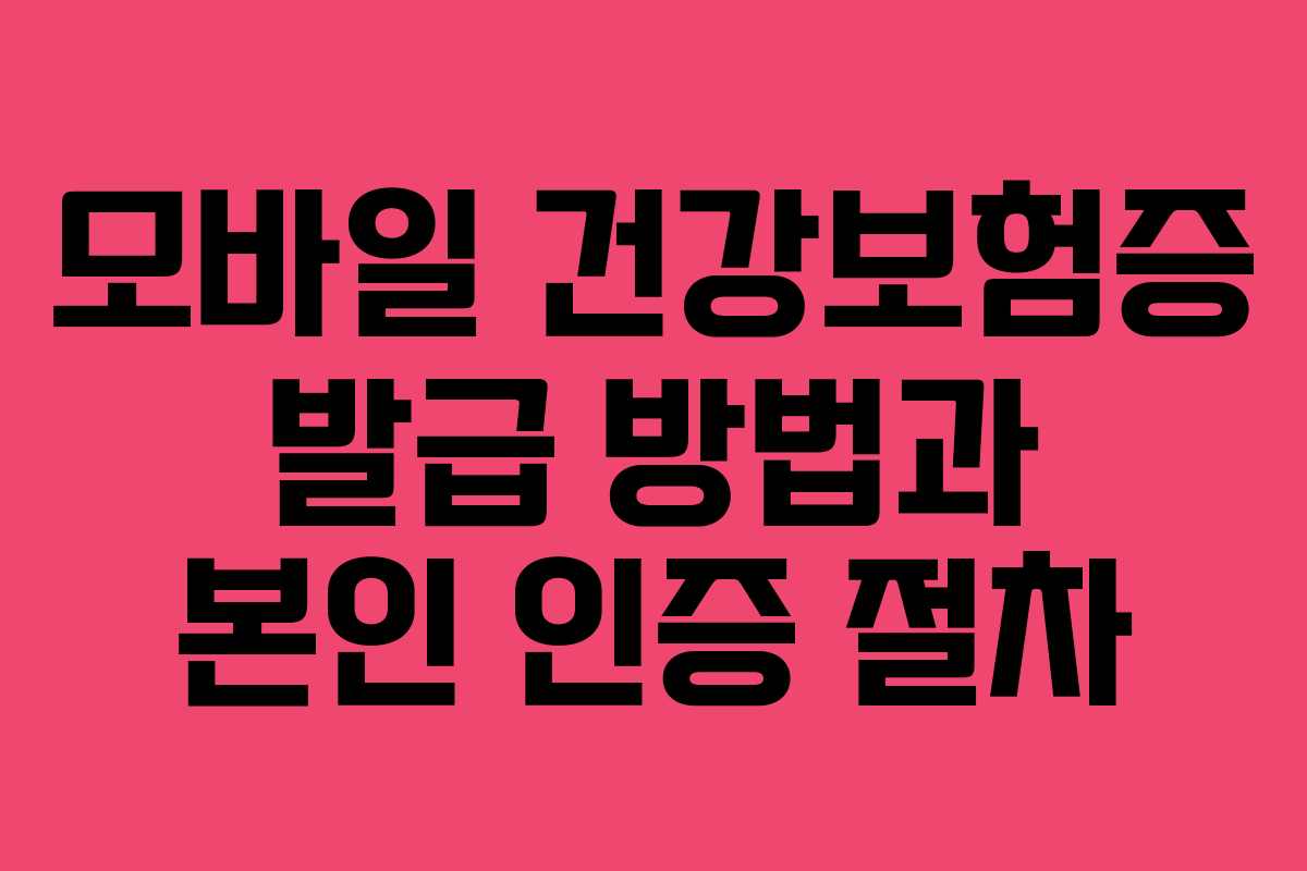모바일 건강보험증 발급 방법과 본인 인증 절차