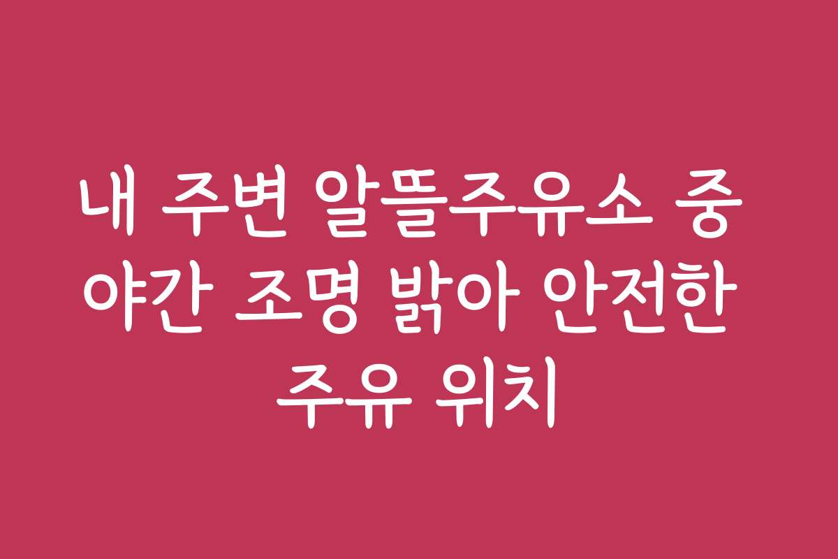 내 주변 알뜰주유소 중 야간 조명 밝아 안전한 주유 위치