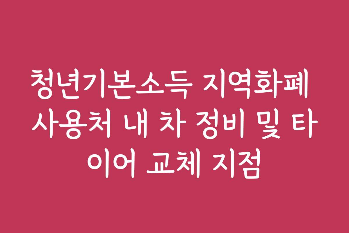 청년기본소득 지역화폐 사용처 내 차 정비 및 타이어 교체 지점