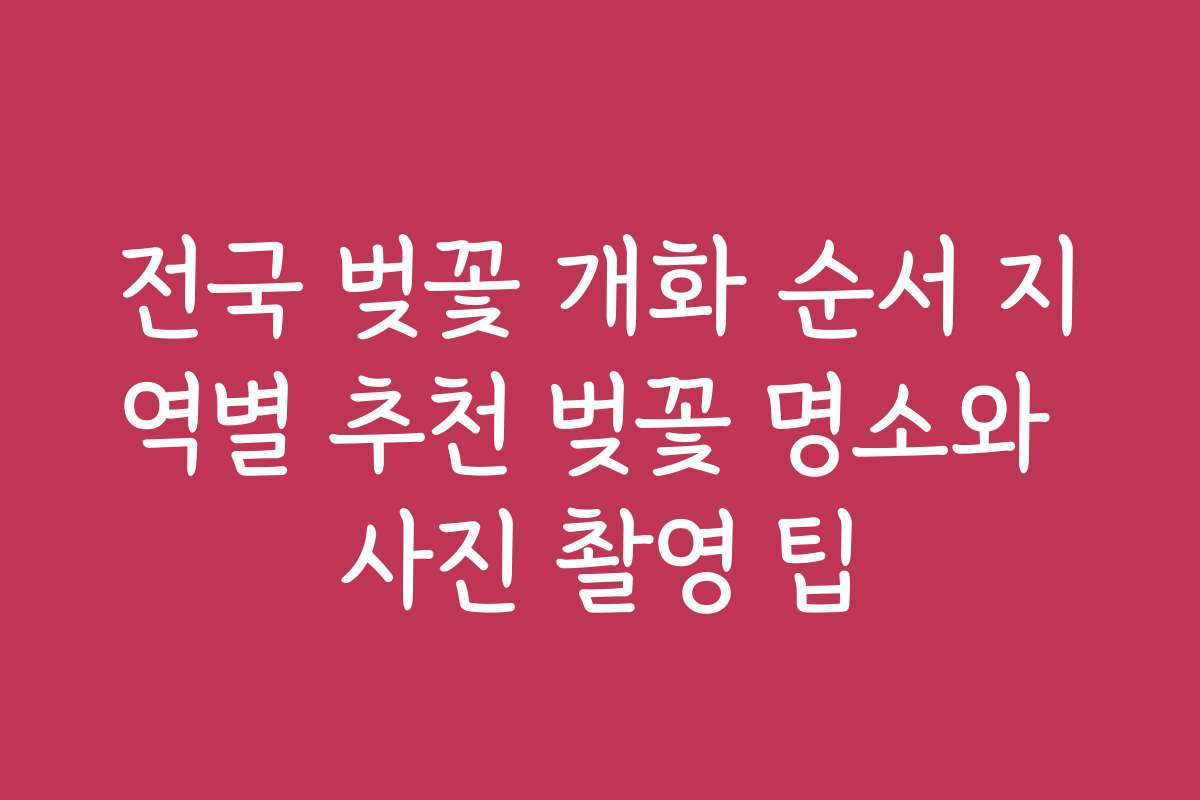 전국 벚꽃 개화 순서 지역별 추천 벚꽃 명소와 사진 촬영 팁 전국 벚꽃 개화 순서 지역별 추천 벚꽃 명소와 사진 촬영 팁