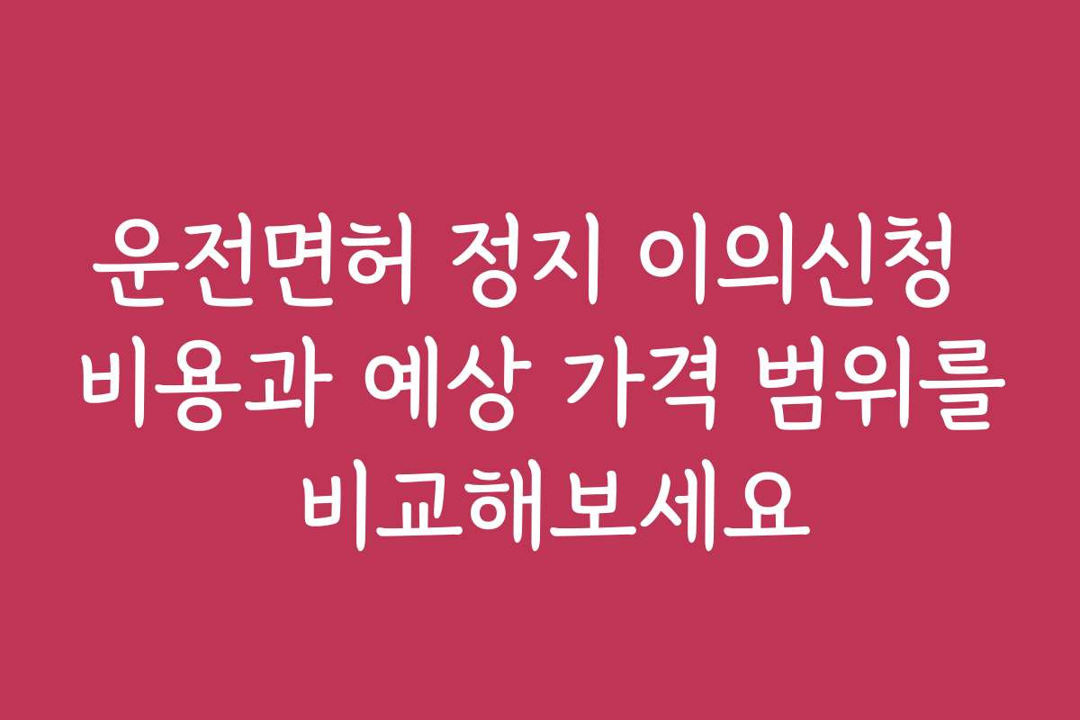운전면허 정지 이의신청 비용과 예상 가격 범위를 비교해보세요