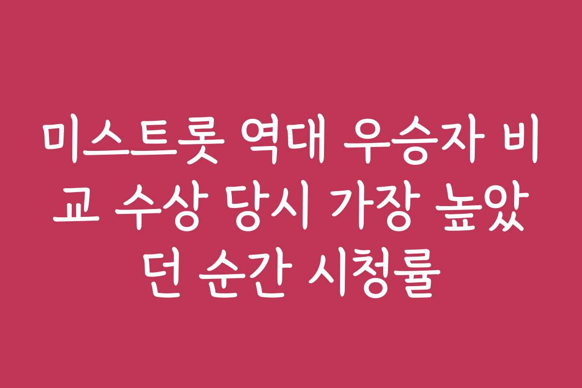 미스트롯 역대 우승자 비교 수상 당시 가장 높았던 순간 시청률
