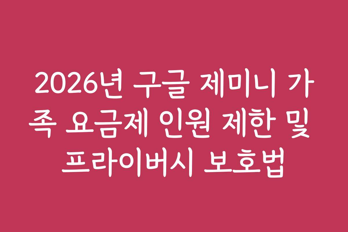 2026년 구글 제미니 가족 요금제 인원 제한 및 프라이버시 보호법
