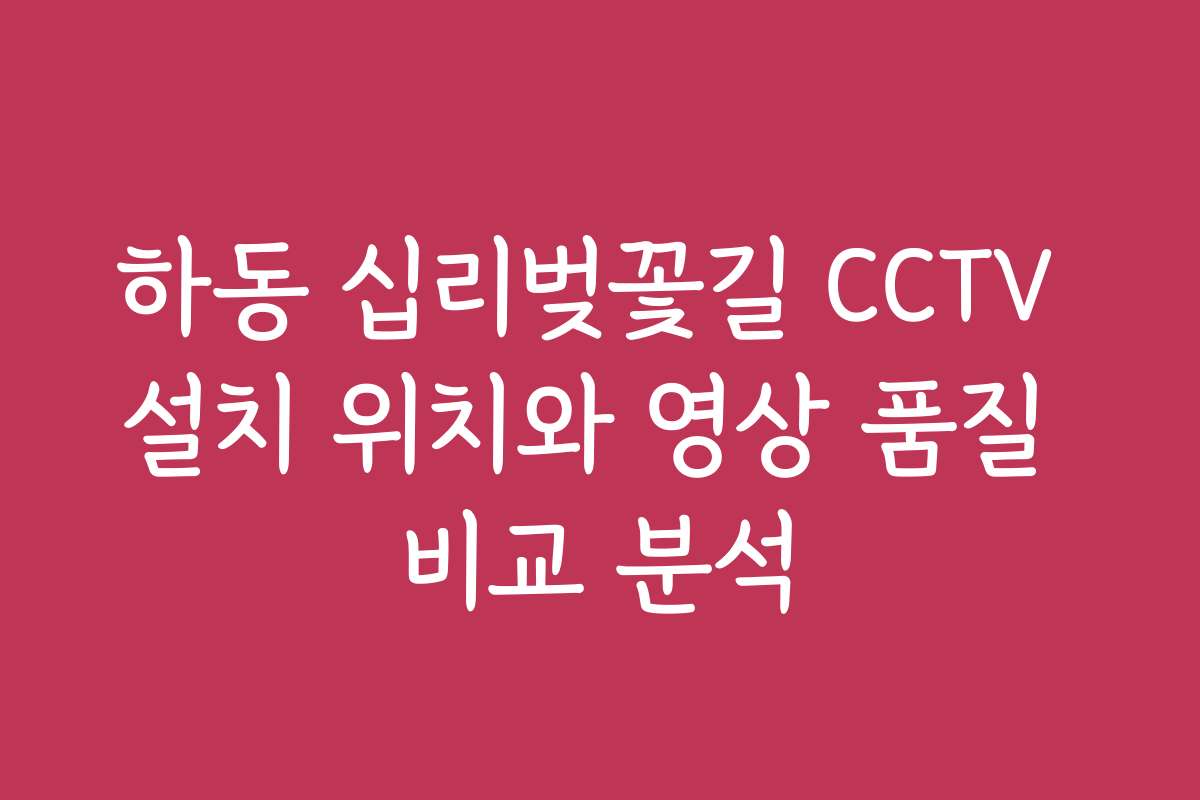하동 십리벚꽃길 CCTV 설치 위치와 영상 품질 비교 분석