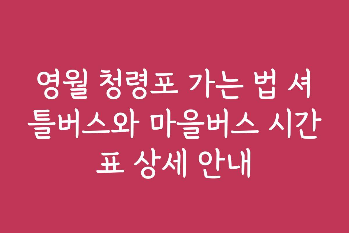 영월 청령포 가는 법 셔틀버스와 마을버스 시간표 상세 안내