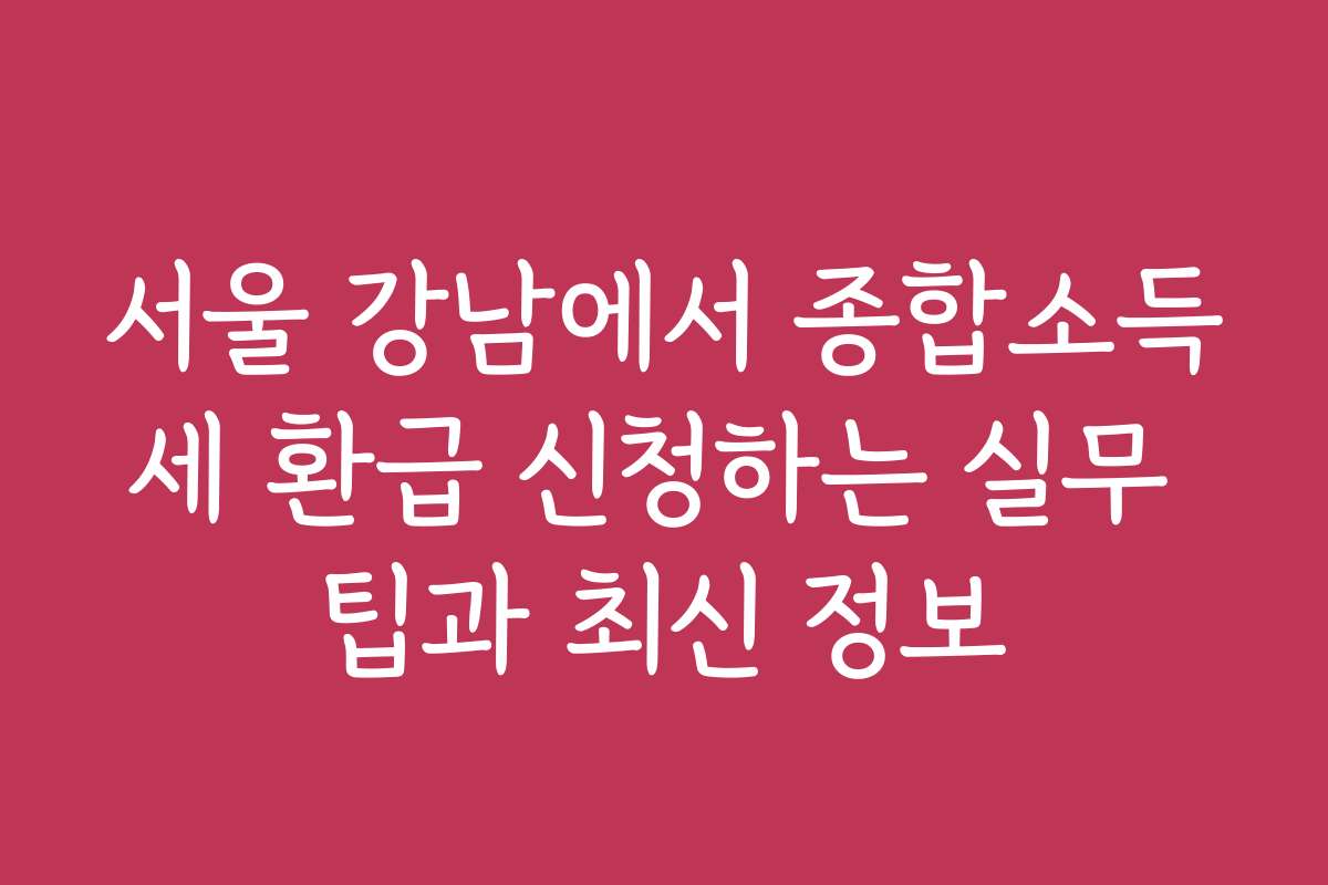 서울 강남에서 종합소득세 환급 신청하는 실무 팁과 최신 정보 서울 강남에서 종합소득세 환급 신청하는 실무 팁과 최신 정보