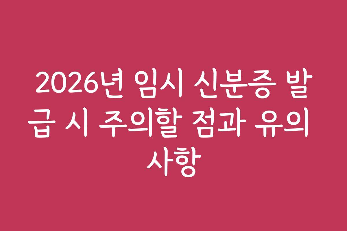 2026년 임시 신분증 발급 시 주의할 점과 유의 사항