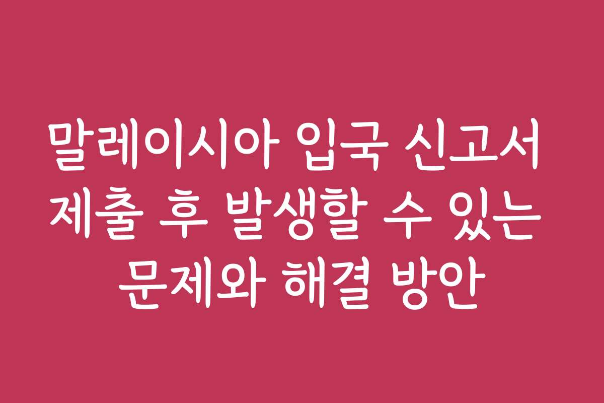 말레이시아 입국 신고서 제출 후 발생할 수 있는 문제와 해결 방안