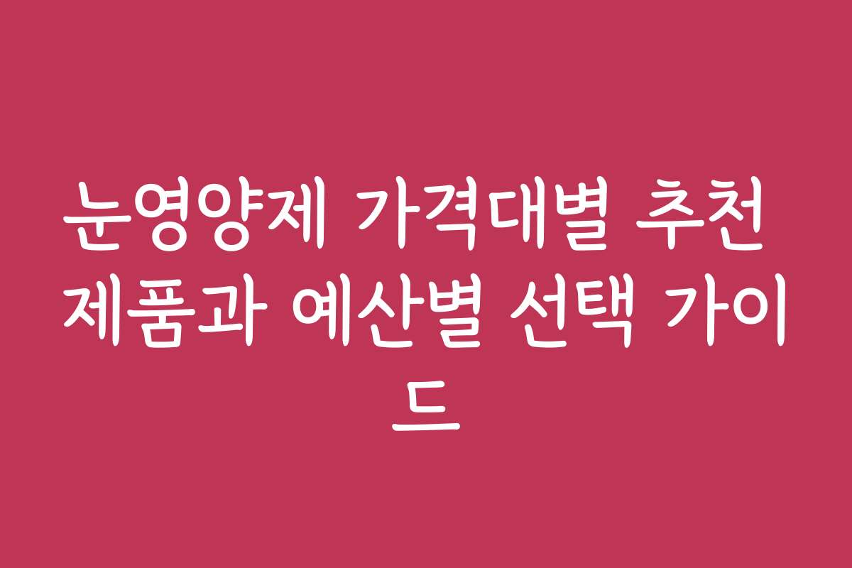 눈영양제 가격대별 추천 제품과 예산별 선택 가이드 눈영양제 가격대별 추천 제품과 예산별 선택 가이드
