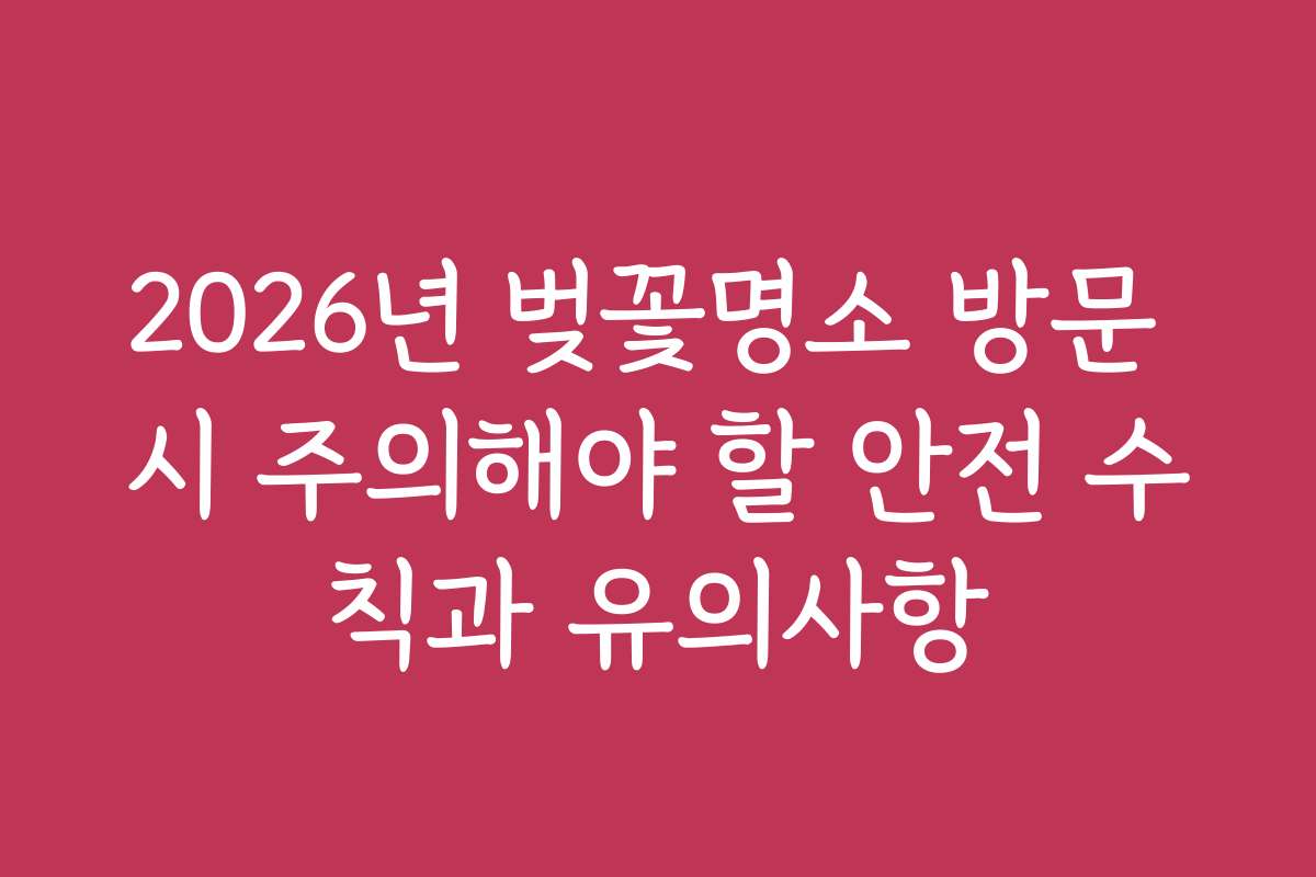 2026년 벚꽃명소 방문 시 주의해야 할 안전 수칙과 유의사항 2026년 벚꽃명소 방문 시 주의해야 할 안전 수칙과 유의사항