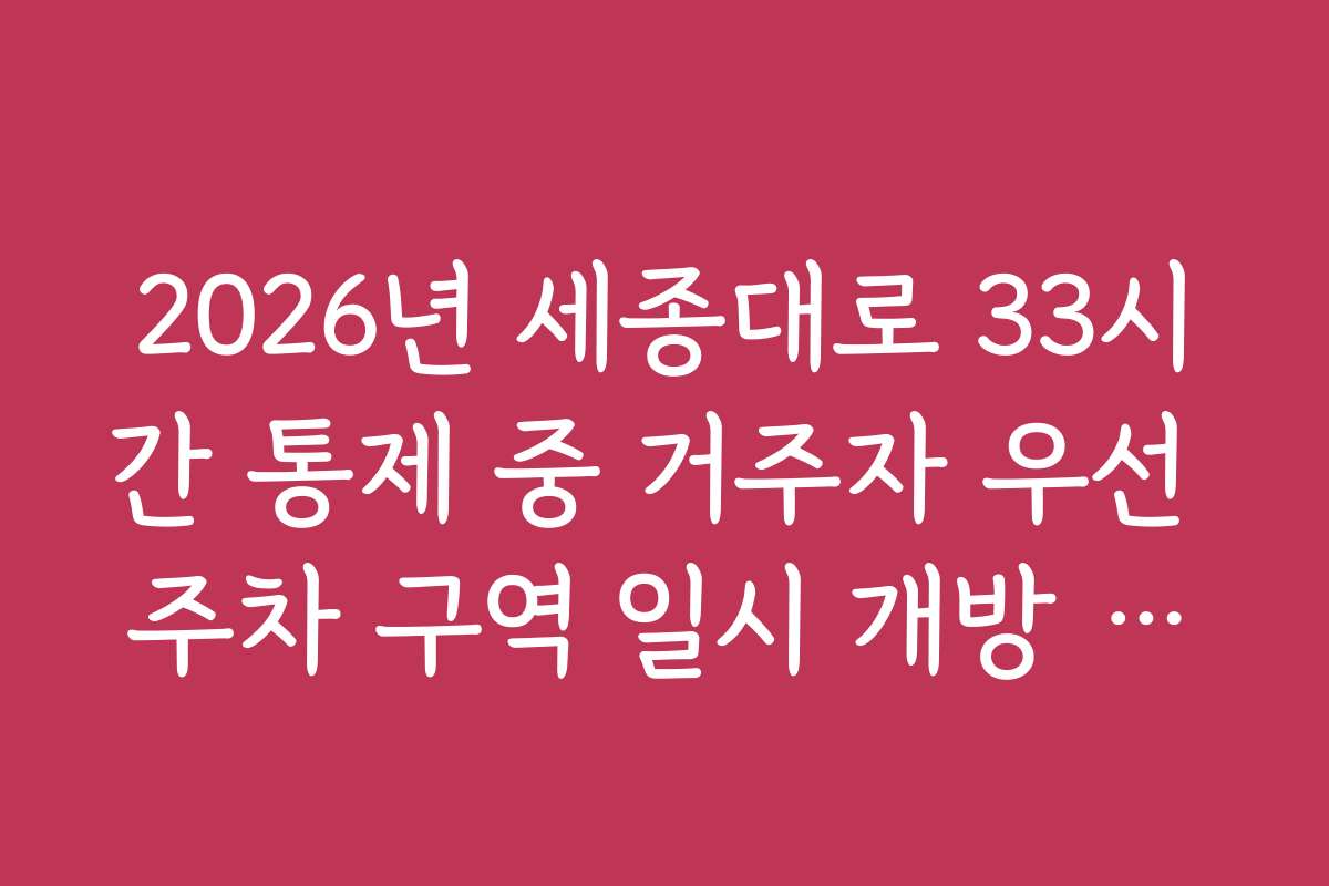 2026년 세종대로 33시간 통제 중 거주자 우선 주차 구역 일시 개방 여부