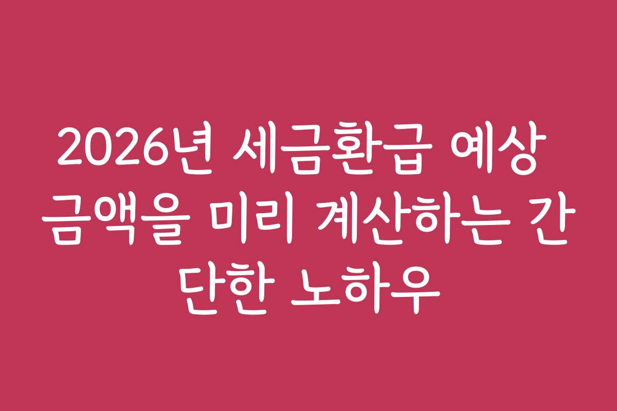 2026년 세금환급 예상 금액을 미리 계산하는 간단한 노하우