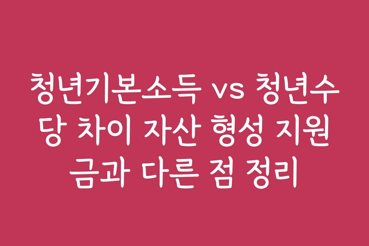 청년기본소득 vs 청년수당 차이 자산 형성 지원금과 다른 점 정리
