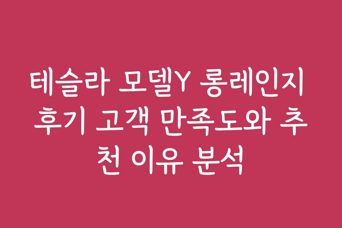 테슬라 모델Y 롱레인지 후기 고객 만족도와 추천 이유 분석