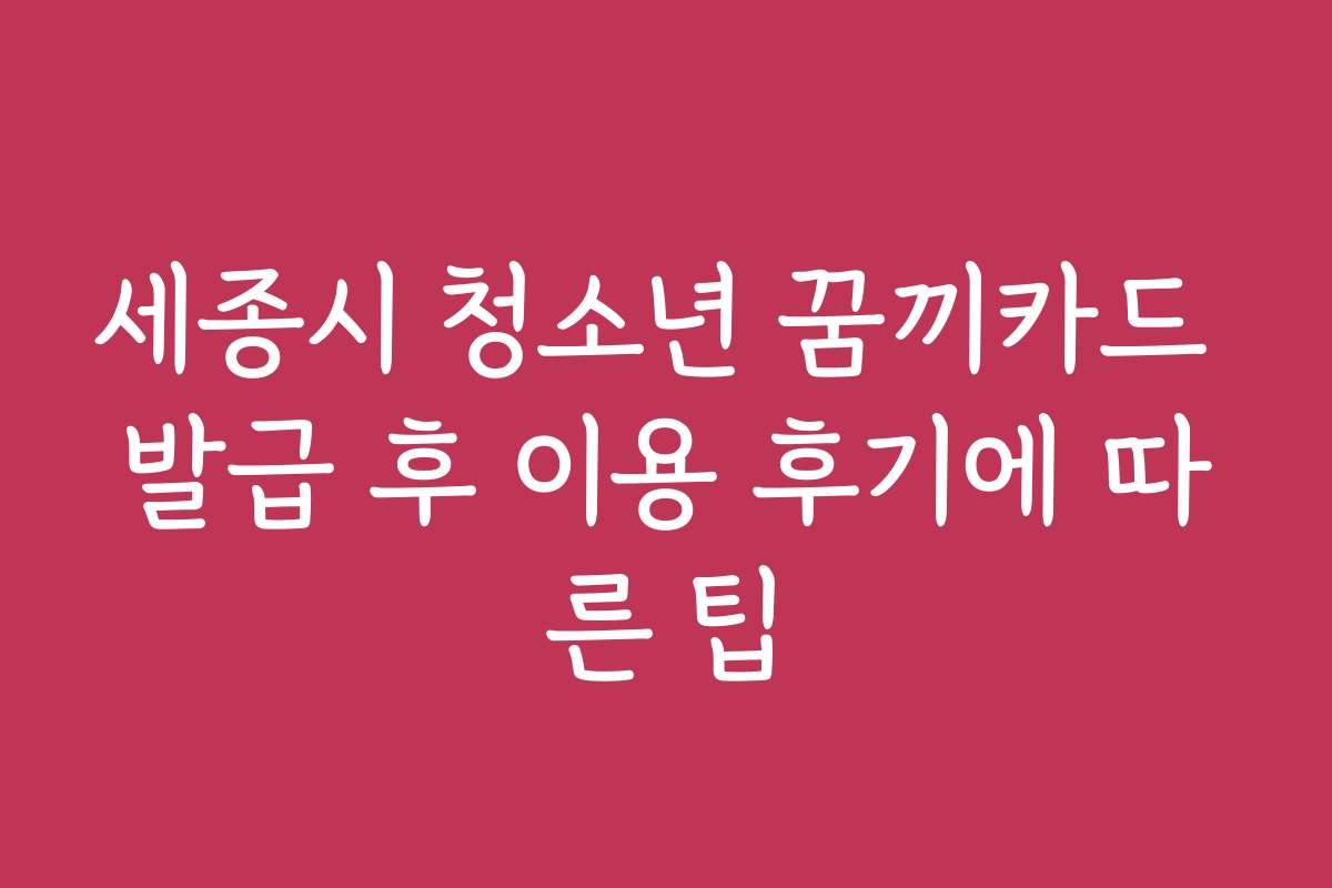 세종시 청소년 꿈끼카드 발급 후 이용 후기에 따른 팁
