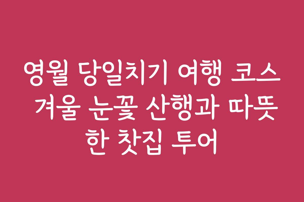 영월 당일치기 여행 코스 겨울 눈꽃 산행과 따뜻한 찻집 투어