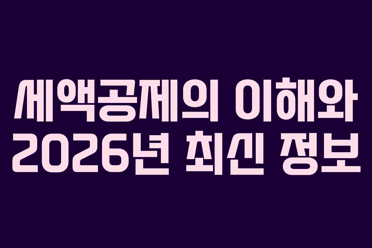 세액공제의 이해와 2026년 최신 정보 세액공제의 이해와 2026년 최신 정보