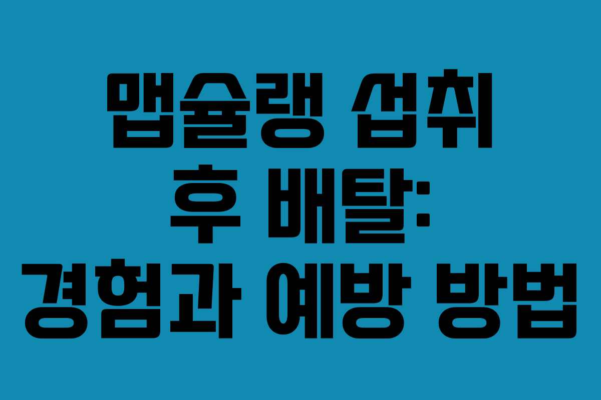 맵슐랭 섭취 후 배탈: 경험과 예방 방법