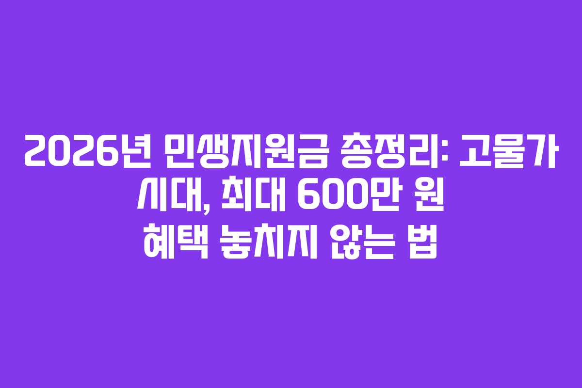 2026년 민생지원금 총정리: 고물가 시대, 최대 600만 원 혜택 놓치지 않는 법 2026년 민생지원금 총정리: 고물가 시대, 최대 600만 원 혜택 놓치지 않는 법
