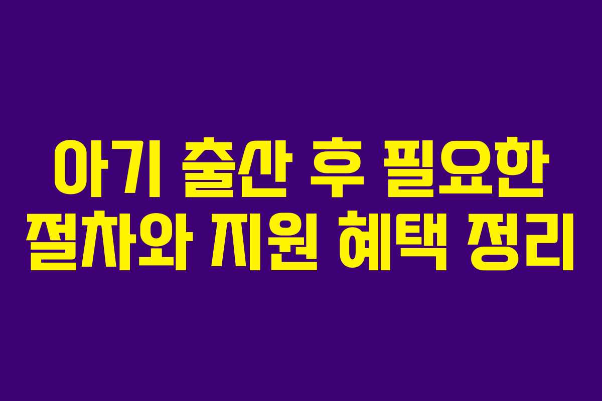 아기 출산 후 필요한 절차와 지원 혜택 정리 아기 출산 후 필요한 절차와 지원 혜택 정리