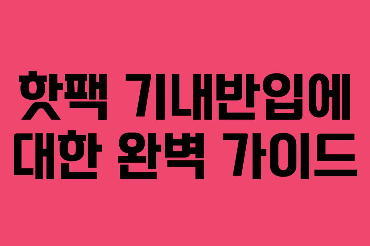 핫팩 기내반입에 대한 완벽 가이드 핫팩 기내반입에 대한 완벽 가이드