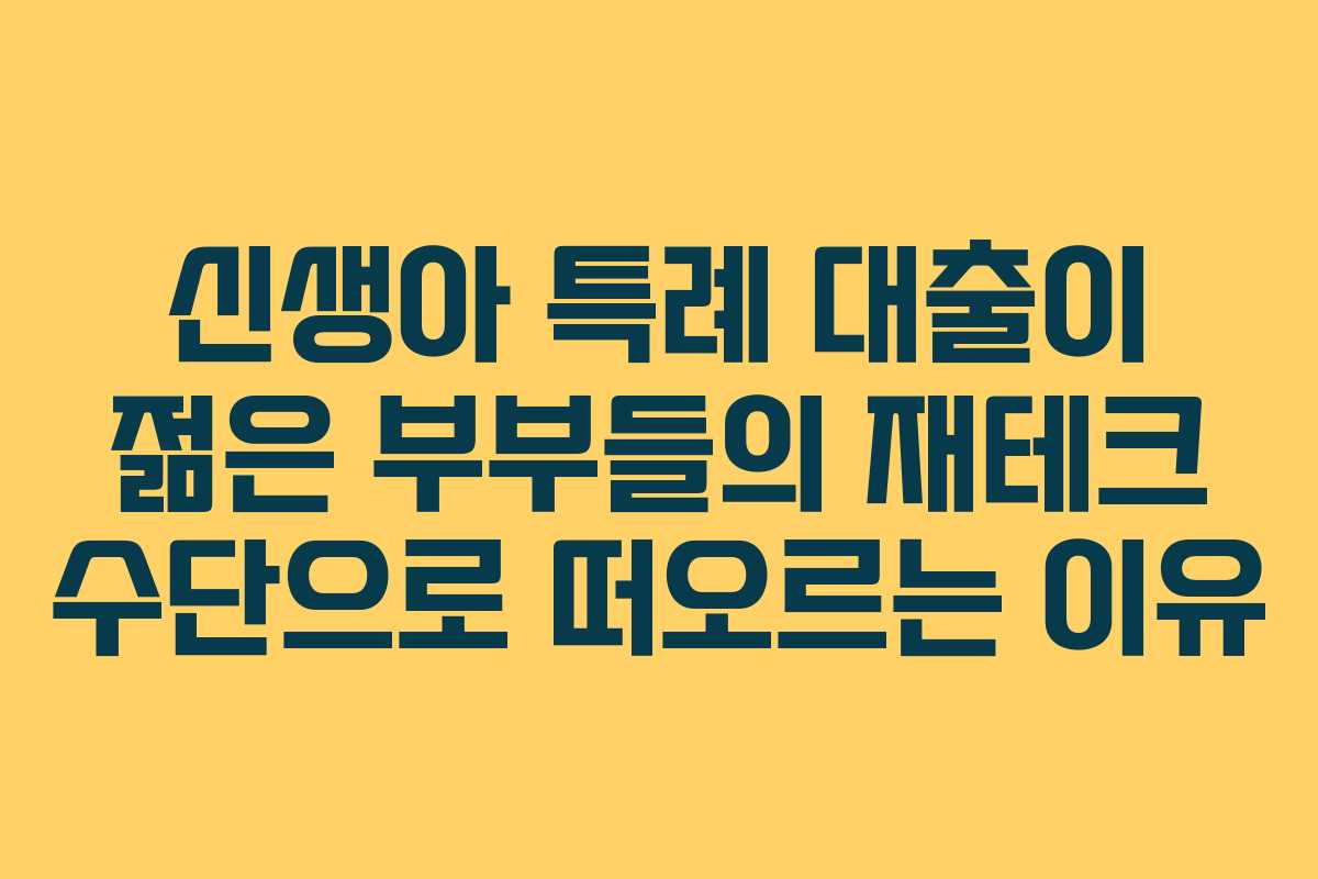 신생아 특례 대출이 젊은 부부들의 재테크 수단으로 떠오르는 이유