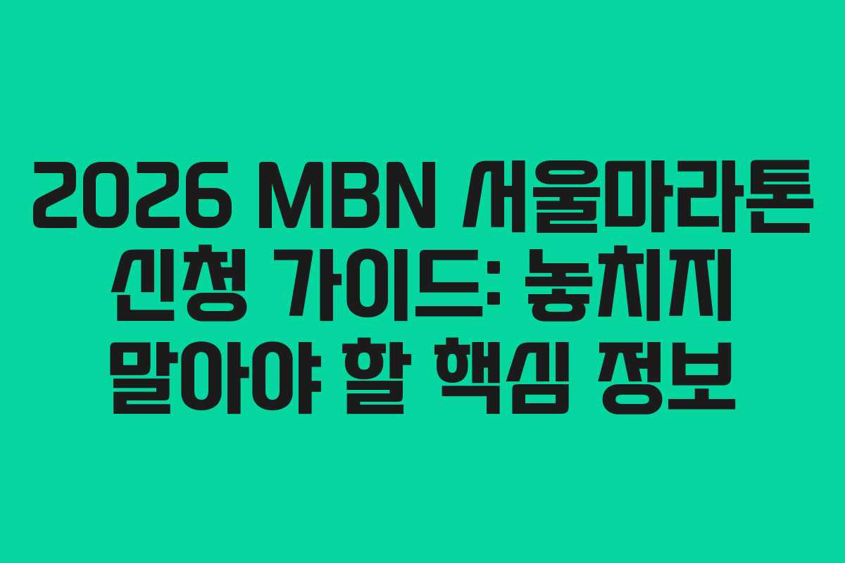 2026 MBN 서울마라톤 신청 가이드: 놓치지 말아야 할 핵심 정보