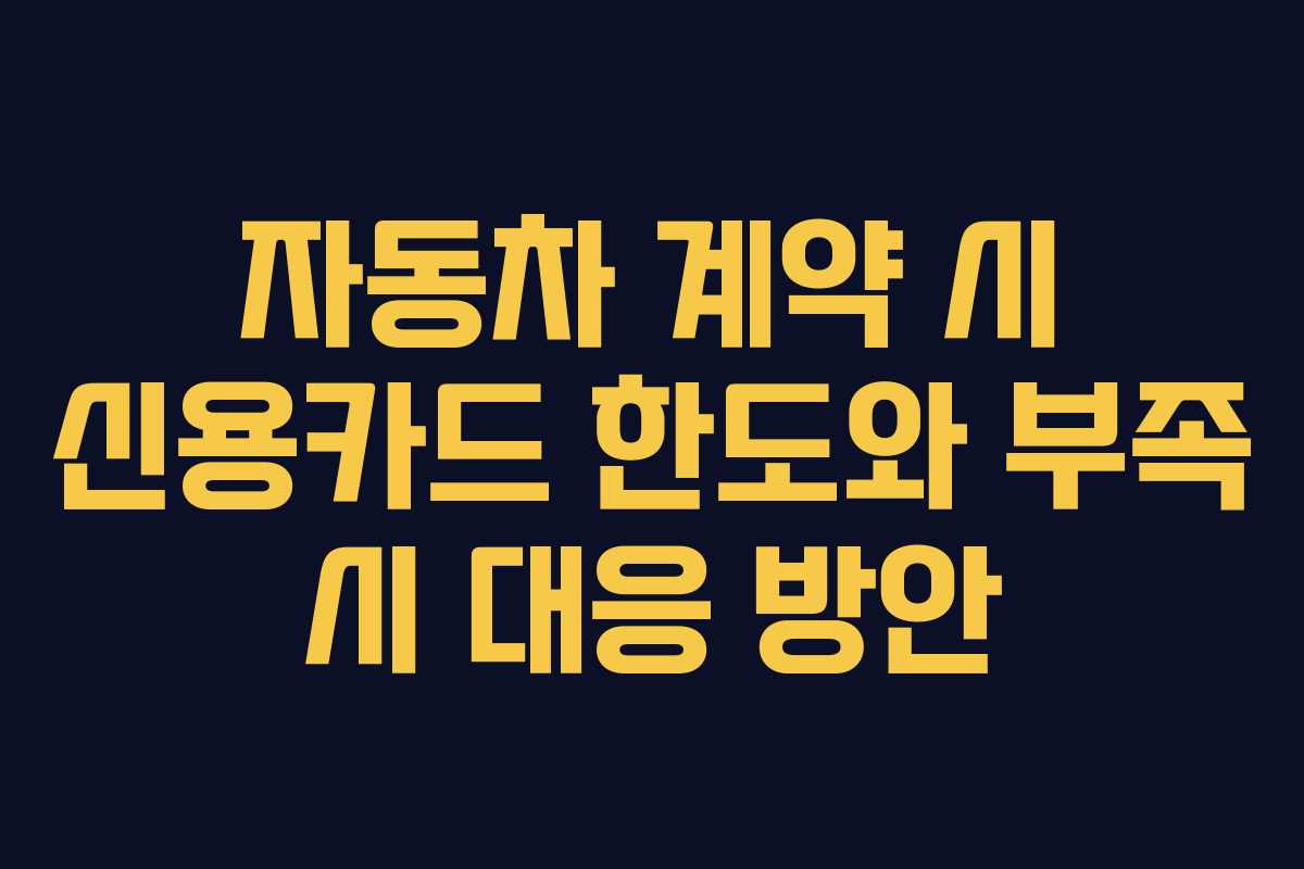자동차 계약 시 신용카드 한도와 부족 시 대응 방안