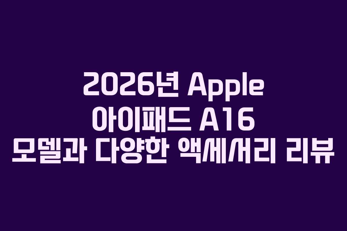 2026년 Apple 아이패드 A16 모델과 다양한 액세서리 리뷰