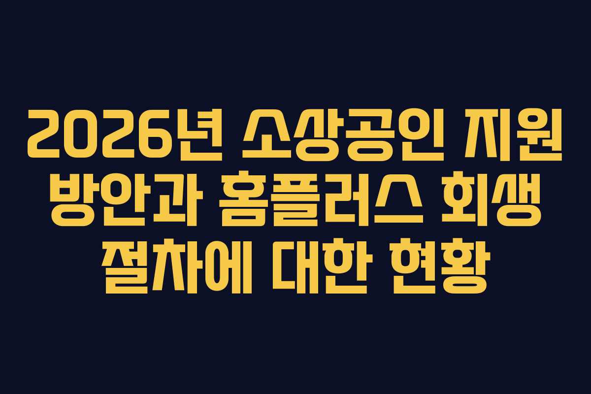 2026년 소상공인 지원 방안과 홈플러스 회생 절차에 대한 현황
