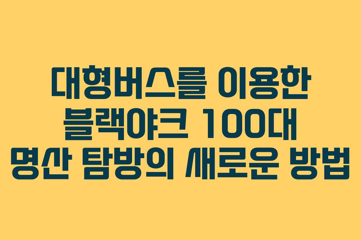 대형버스를 이용한 블랙야크 100대 명산 탐방의 새로운 방법