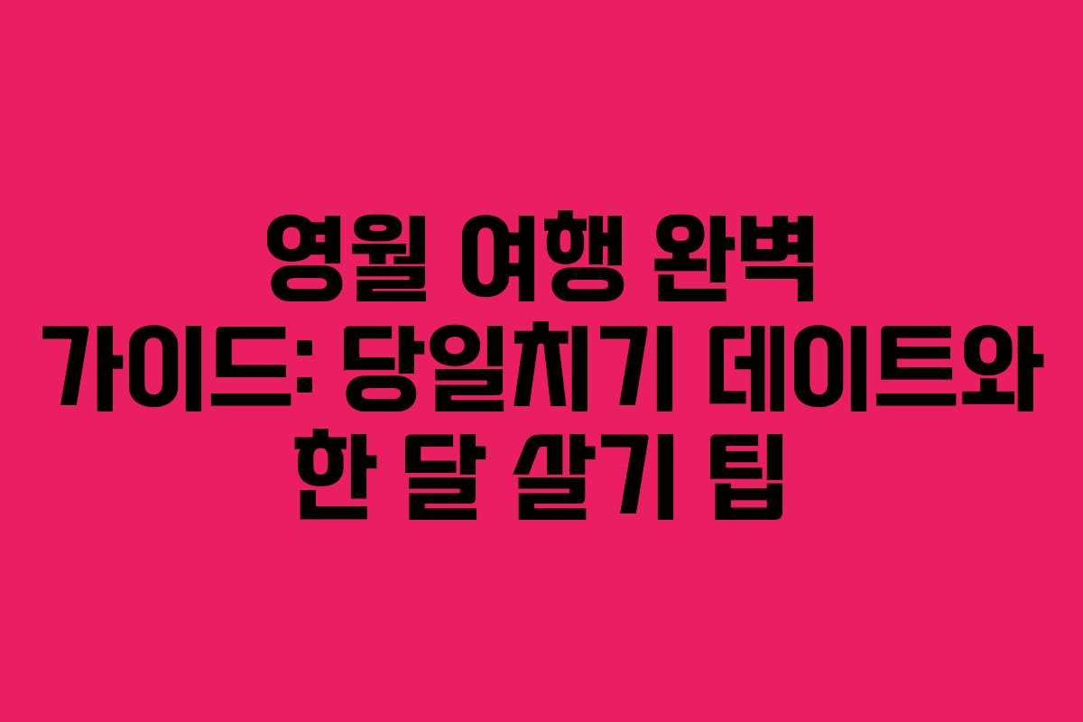 영월 여행 완벽 가이드: 당일치기 데이트와 한 달 살기 팁