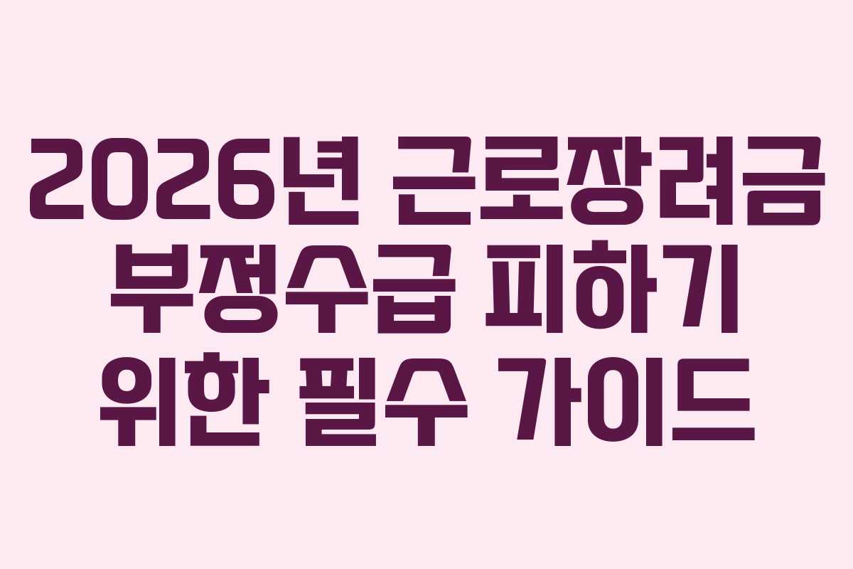 2026년 근로장려금 부정수급 피하기 위한 필수 가이드