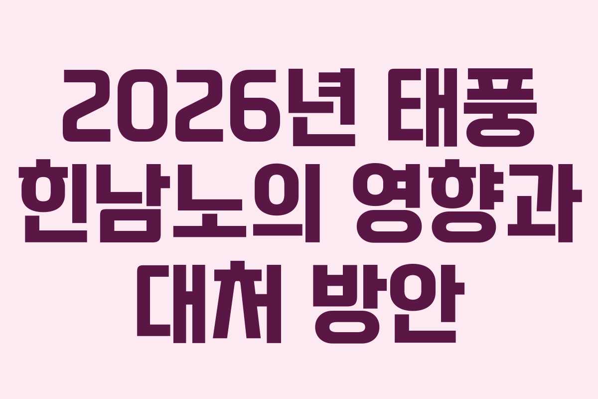 2026년 태풍 힌남노의 영향과 대처 방안