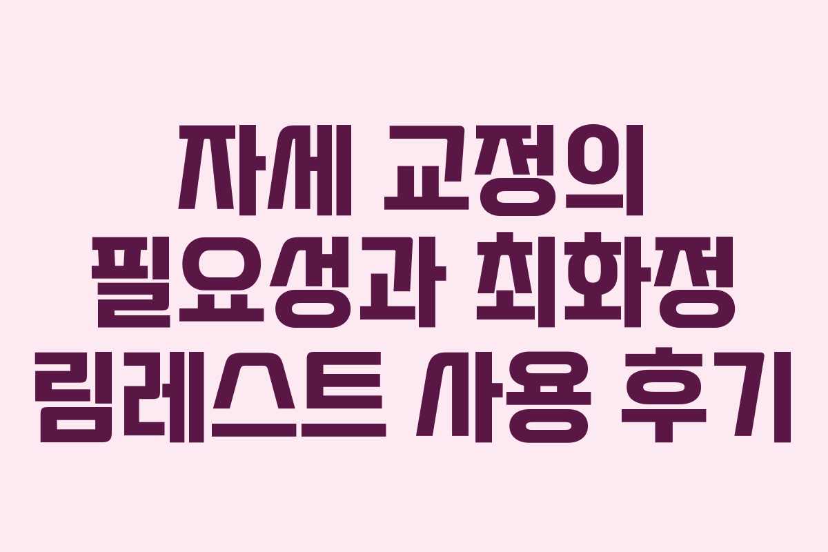 자세 교정의 필요성과 최화정 림레스트 사용 후기