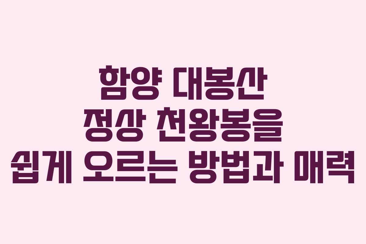 함양 대봉산 정상 천왕봉을 쉽게 오르는 방법과 매력