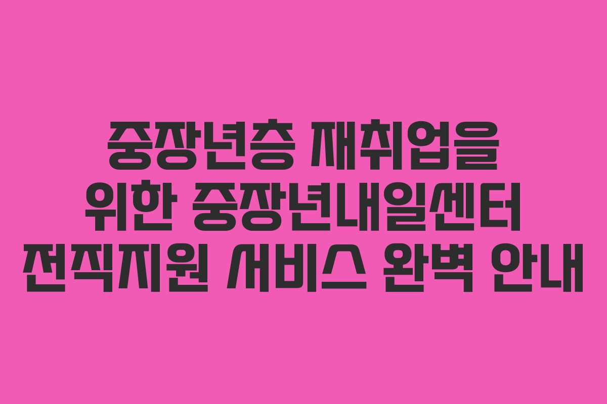 중장년층 재취업을 위한 중장년내일센터 전직지원 서비스 완벽 안내