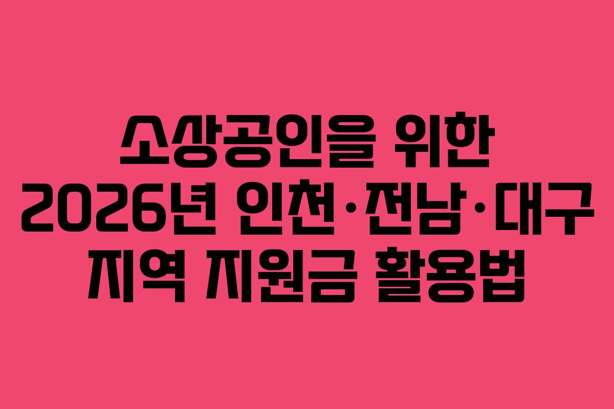 소상공인을 위한 2026년 인천·전남·대구 지역 지원금 활용법
