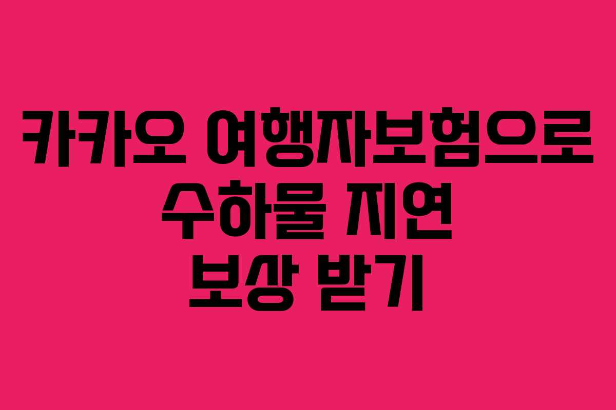 카카오 여행자보험으로 수하물 지연 보상 받기 카카오 여행자보험으로 수하물 지연 보상 받기